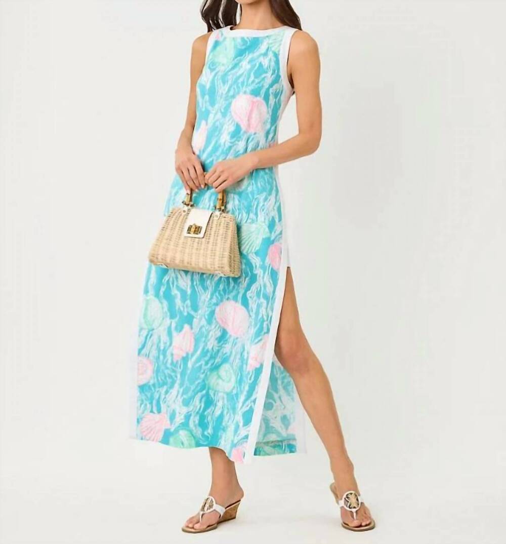 NEW LILLY PULITZER eleanora maxi shift romper in capri blue oversized shelden